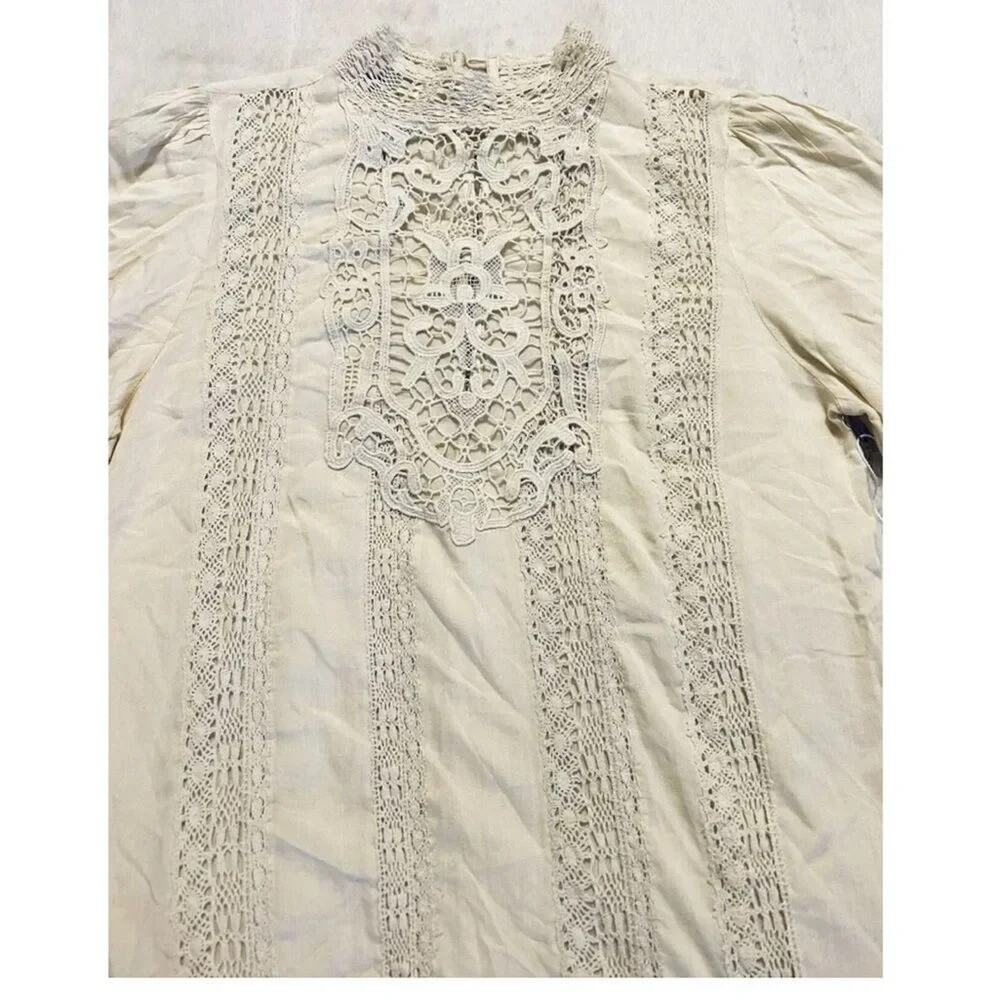 FREE PEOPLE ONE Ivory Vienna Crochet Mini Dress Size S, New w/o Tag MSRP $248 - Picture 7 of 15